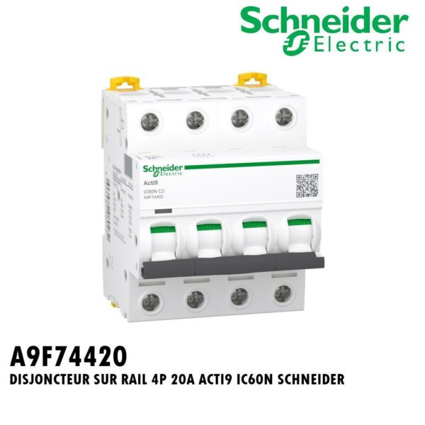 DISJONCTEUR SUR RAIL 4P 20A ACTI9 IC60N SCHNEIDER