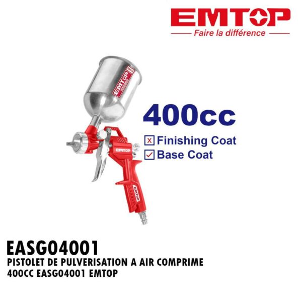PISTOLET DE PULVERISATION A AIR COMPRIME 400CC EASG04001 EMTOP