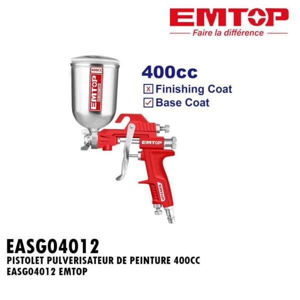 PISTOLET PULVERISATEUR DE PEINTURE 400CC EASG04012 EMTOP