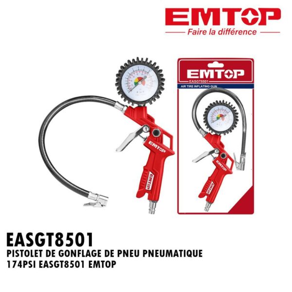 PISTOLET DE GONFLAGE DE PNEU PNEUMATIQUE 174PSI EASGT8501 EMTOP