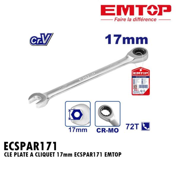 CLE PLATE A CLIQUET 17mm ECSPAR171 EMTOP