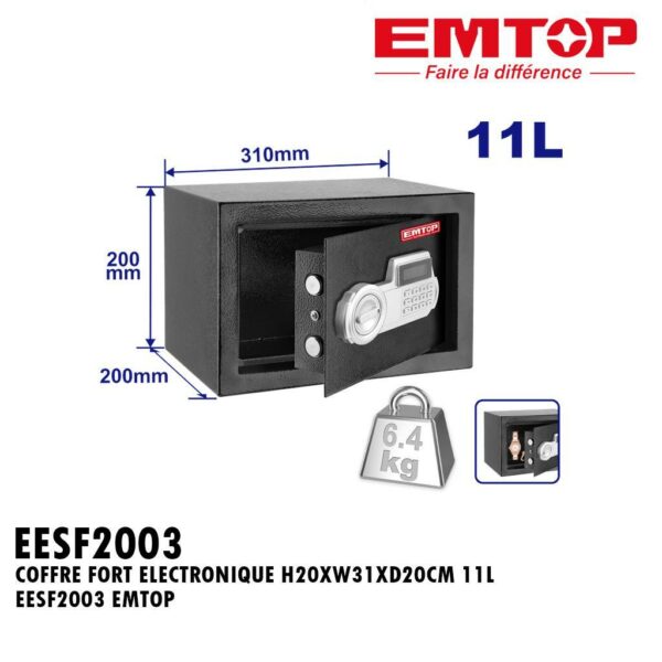 COFFRE FORT ELECTRONIQUE H20XW31XD20CM 11L EESF2003 EMTOP