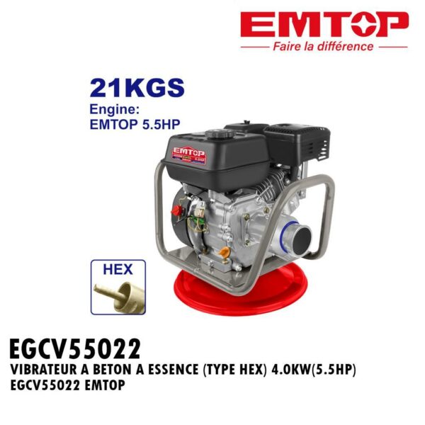 VIBRATEUR A BETON A ESSENCE (TYPE HEX) 4.0KW(5.5HP) EGCV55022 EMTOP