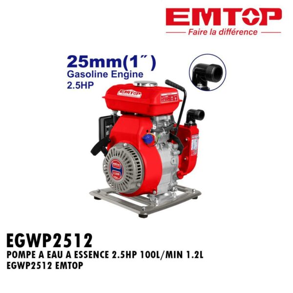POMPE A EAU A ESSENCE 2.5HP 100L/MIN 1.2L EGWP2512 EMTOP