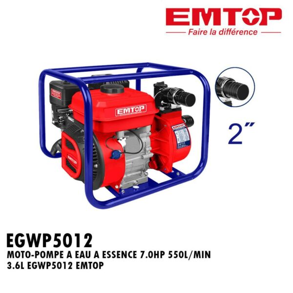 MOTO-POMPE A EAU A ESSENCE 7.0HP 550L/MIN 3.6L EGWP5012 EMTOP