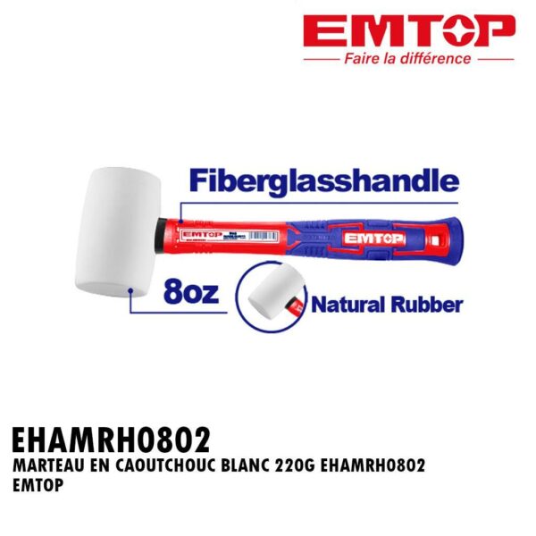 MAILLET EN CAOUTCHOUC BLANC 8OZ/220G EHAMRH0802 EMTOP