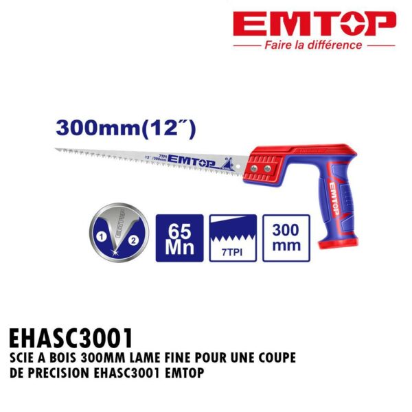 SCIE A BOIS 300MM LAME FINE POUR UNE COUPE DE PRECISION EHASC3001 EMTOP