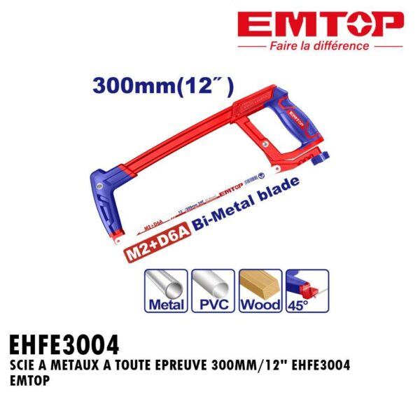 CADRE DE SCIE A METAUX POIGNEE EN ALUMINIUM,ABS,TPR, SOLIDE ET CONFORTABLE 300MM