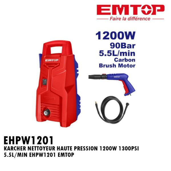 NETTOYEUR HAUTE PRESSION 1200W 90BAR EHPW1201 EMTOP