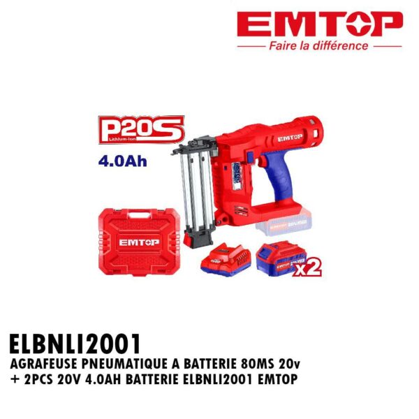 KIT DE CLOUEUSE BRAD 80MS 4.0AH LI-ION ELBNLI2001 EMTOP