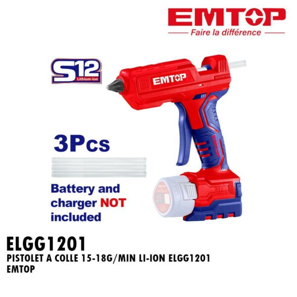 PISTOLET A COLLE 15-18G/MIN LI-ION ELGG1201 EMTOP