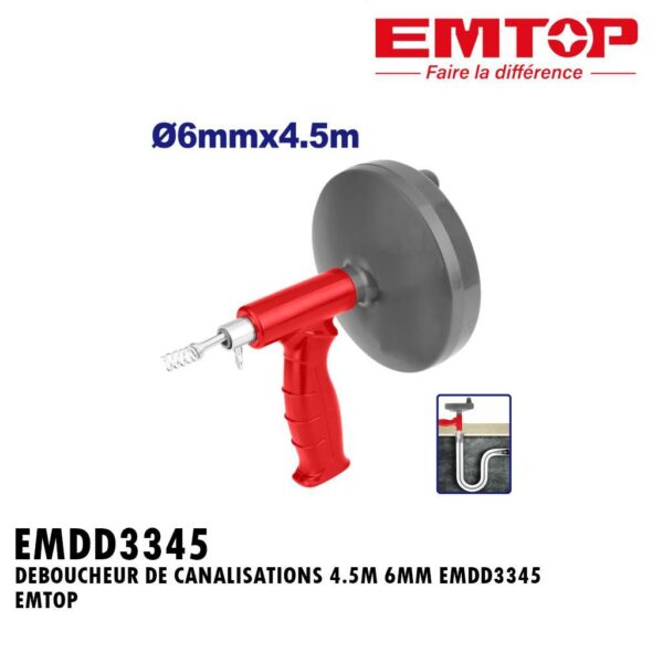 DEBOUCHEUR DE CANALISATIONS 4.5M 6MM EMDD3345 EMTOP