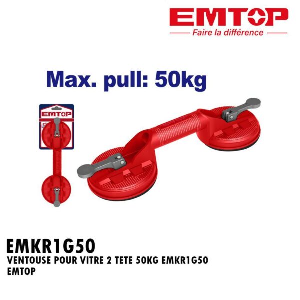 VENTOUSE POUR VITRE 2 TETE 50KG EMKR1G50 EMTOP