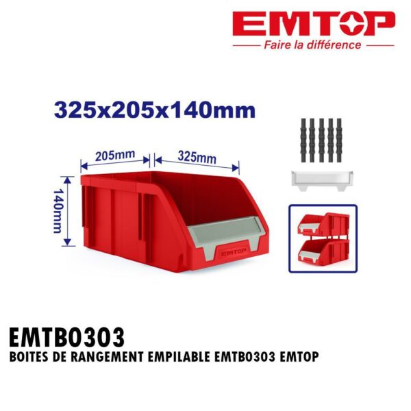 BOITES DE RANGEMENT EMPILABLE EMTB0303 EMTOP