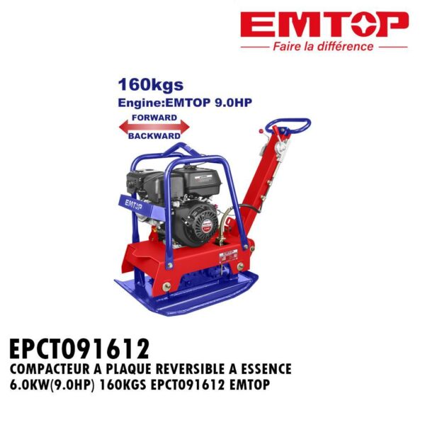COMPACTEUR A PLAQUE REVERSIBLE A ESSENCE 6.0KW(9.0HP) 160KGS EPCT091612 EMTOP
