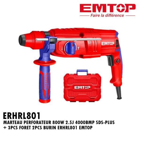 MARTEAU ROTATIF 800W 0-1100RPM ERHRL801 EMTOP