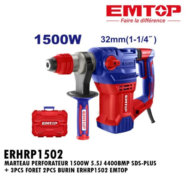 MARTEAU ROTATIF 1500W 850RPM ERHRP1502 EMTOP