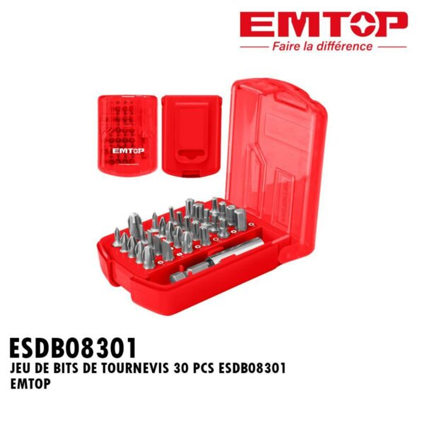 JEU DE BITS DE TOURNEVIS 30 PCS ESDB08301 EMTOP