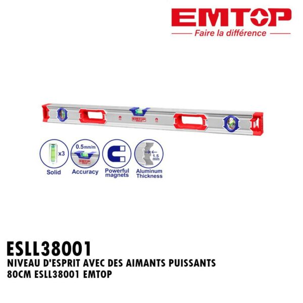 NIVEAU DESPRIT AVEC DES AIMANTS PUISSANTS 80CM ESLL38001 EMTOP
