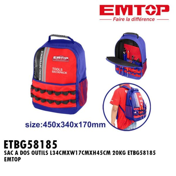 SAC A DOS OUTILS L34CMXW17CMXH45CM 20KG ETBG58185 EMTOP
