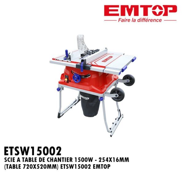 SCIE A TABLE DE CHANTIER 1500W - 254X16MM (TABLE 720X520MM) ETSW15002 EMTOP