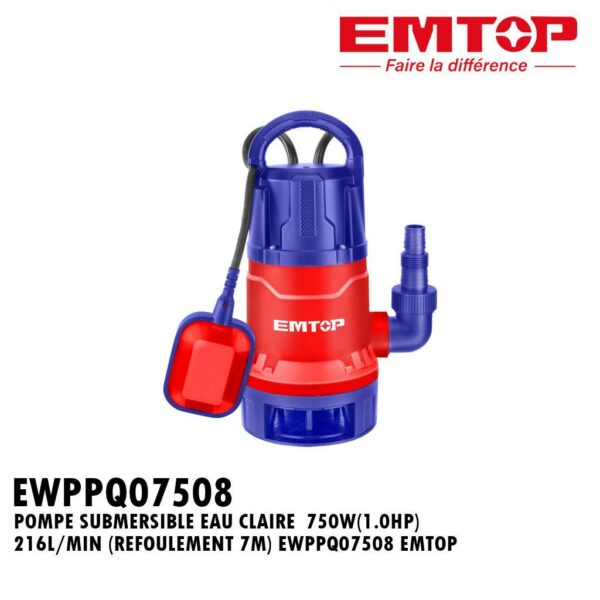 POMPE SUBMERSIBLE DEGOUTS 750W(1.0HP) 216L/MIN EWPPQ07508 EMTOP