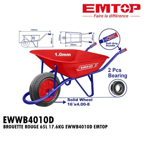 BROUETTE ROUGE 65L 17.6KG EWWB4010D EMTOP