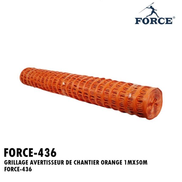 GRILLAGE AVERTISSEUR DE CHANTIER ORANGE 1MX50M FORCE-436