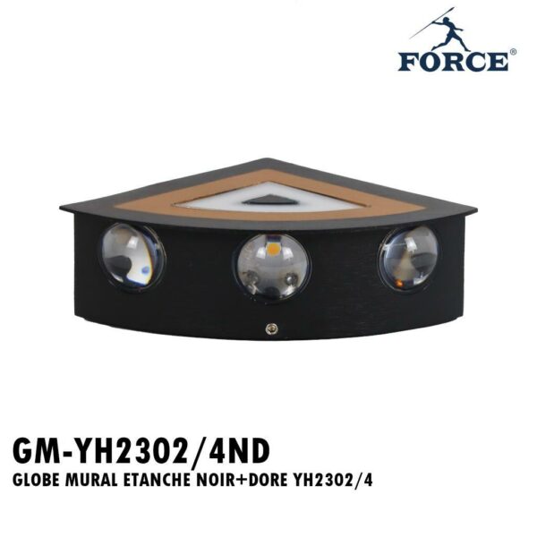 GLOBE MURAL ETANCHE NOIR+DORE YH2302/4