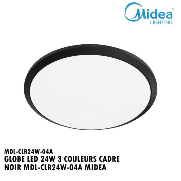 GLOBE LED 24W 3 COULEURS CADRE NOIR MDL-CLR24W-04A MIDEA