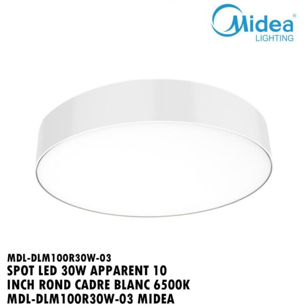 SPOT LED 30W APPARENT 10 INCH ROND CADRE BLANC 6500K MDL-DLM100R30W-03 MIDEA
