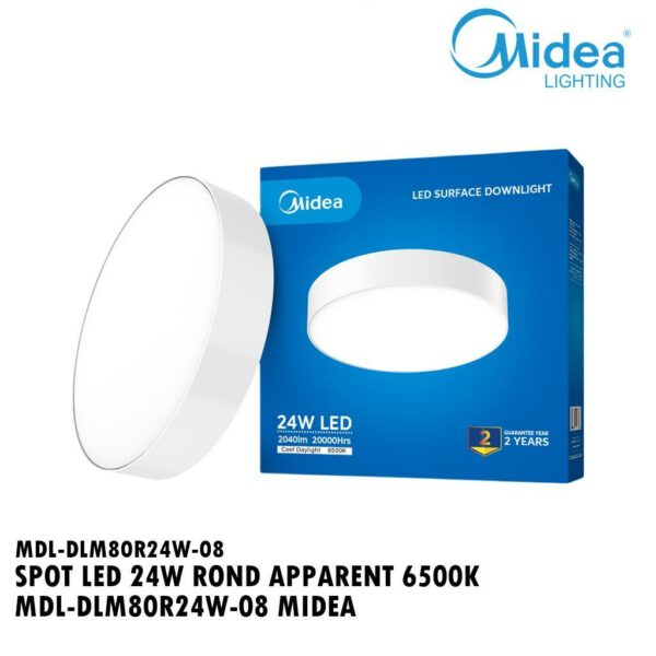 SPOT LED 24W ROND APPARENT 6500K MDL-DLM80R24W-08 MIDEA