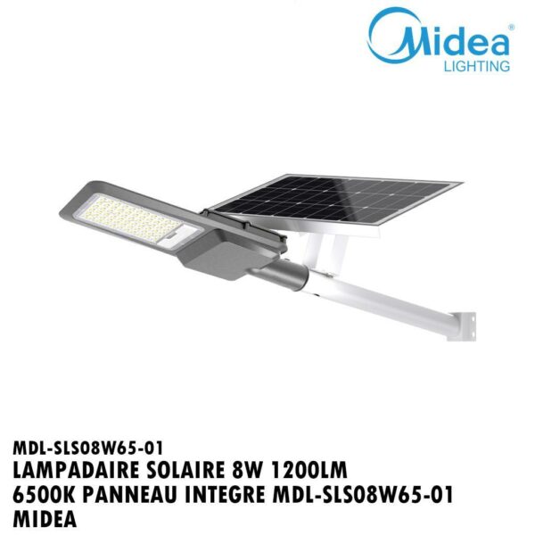 LAMPADAIRE SOLAIRE 8W 1200LM 6500K PANNEAU INTEGRE MDL-SLS08W65-01 MIDEA