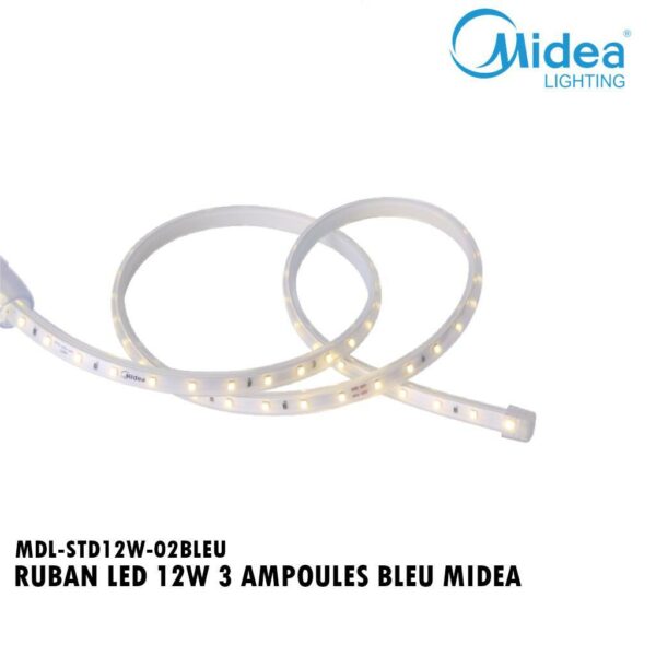RUBAN LED 12W 3 AMPOULES BLEU MIDEA