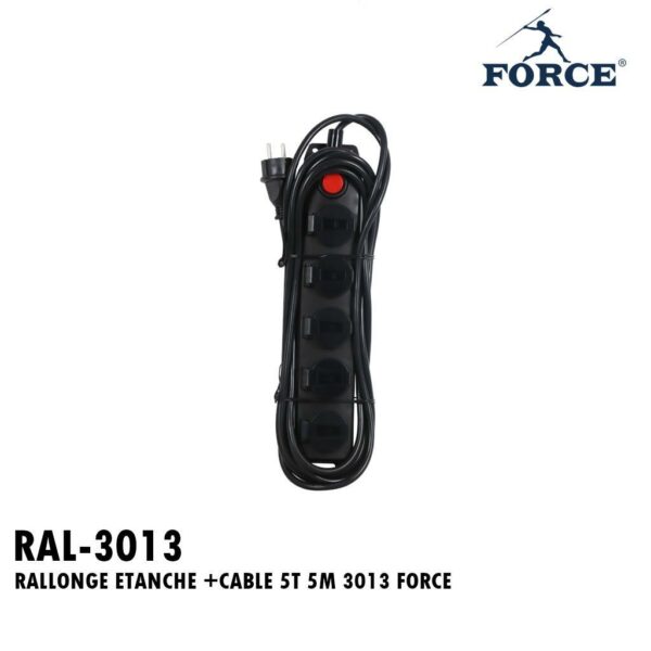 RALLONGE ETANCHE +CABLE 5T 5M 3013 FORCE