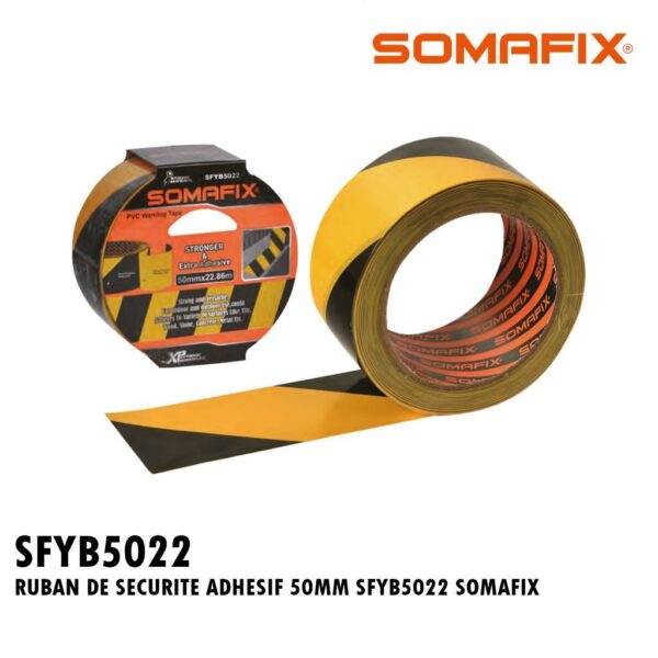 RUBAN DE SECURITE ADHESIF 50MM SFYB5022 SOMAFIX