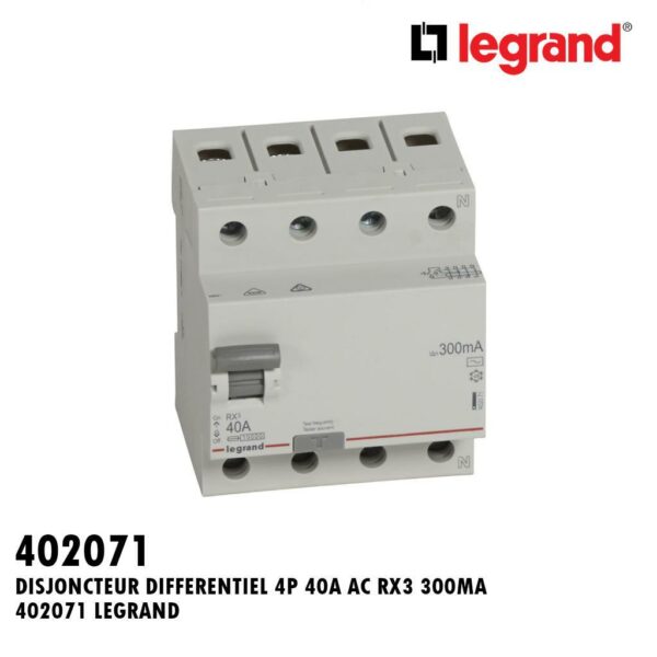 INTER DIFFERENTIEL 4P 40A AC RX3 300MA 402071 LEGRAND