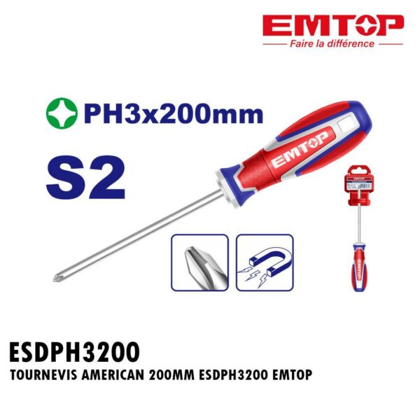 TOURNEVIS AMERICAN 200MM ESDPH3200 EMTOP