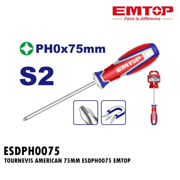 TOURNEVIS AMERICAN 75MM ESDPH0075 EMTOP