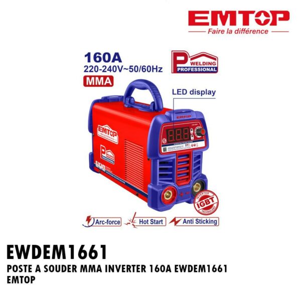 POSTE A SOUDER MMA INVERTER 160A EWDEM1661 EMTOP