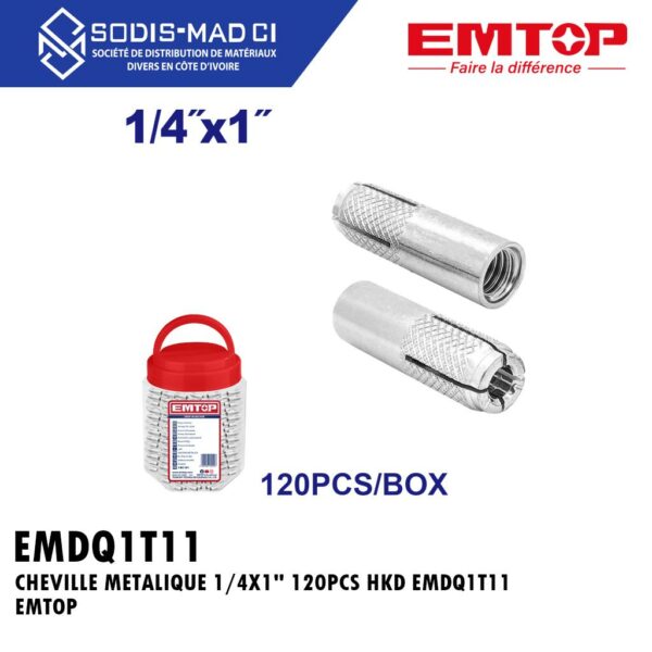 CHEVILLE METALIQUE HKD 1/4"x1" 120PCS EMDQ1T11 EMTOP
