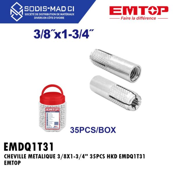 CHEVILLE METALIQUE HKD 3/8"x1-3/4" 35PCS EMDQ1T31 EMTOP