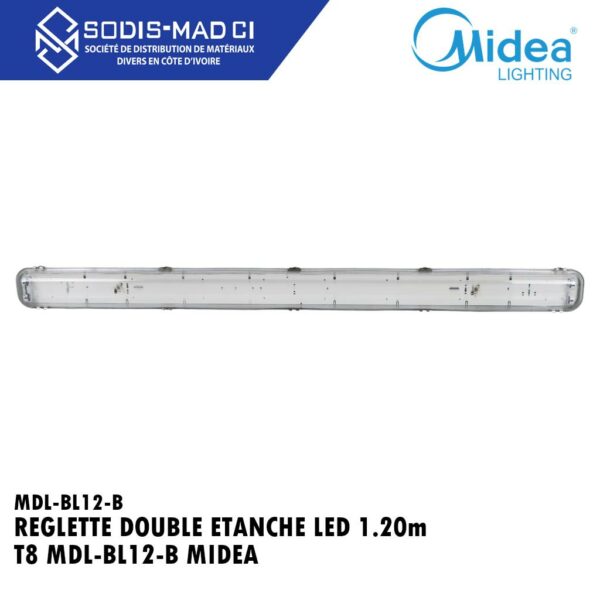 REGLETTE DOUBLE ETANCHE LED 1.20m T8 MDL-BL12-B MIDEA