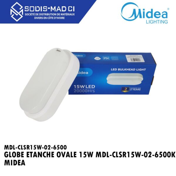 GLOBE ETANCHE OVALE 15W MDL-CLSR15W-02-6500K MIDEA