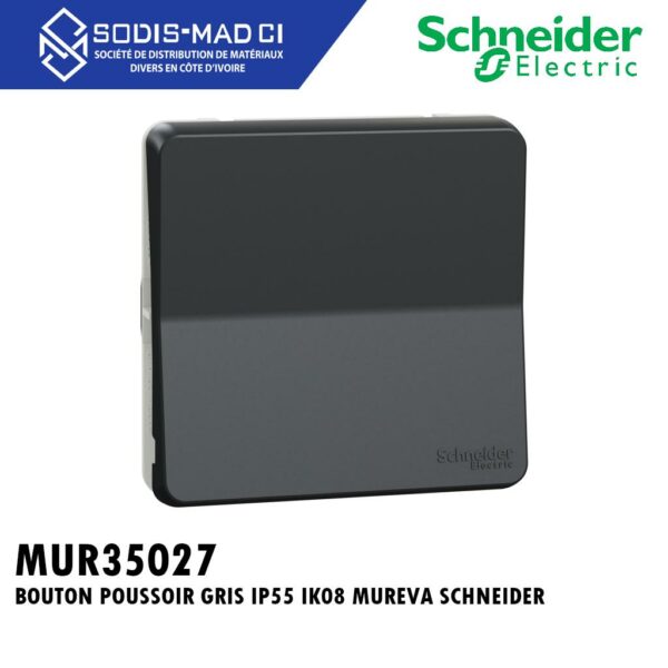BOUTON POUSSOIR GRIS IP55 IK08 MUREVA SCHNEIDER