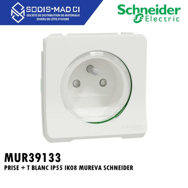 PRISE + T BLANC IP55 IK08 MUREVA SCHNEIDER