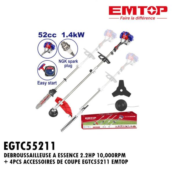 DEBROUSSAILLEUSE A ESSENCE MULTI-USAGE 2.2HP 10,000RPM EGTC55211 EMTOP