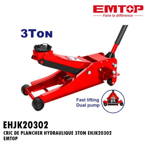 CRIC DE PLANCHER HYDRAULIQUE 3TON EHJK20302 EMTOP