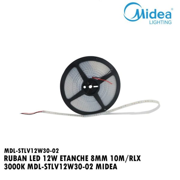 RUBAN LED 12W ETANCHE 8MM 10M/RLX 3000K MDL-STLV12W30-02 MIDEA