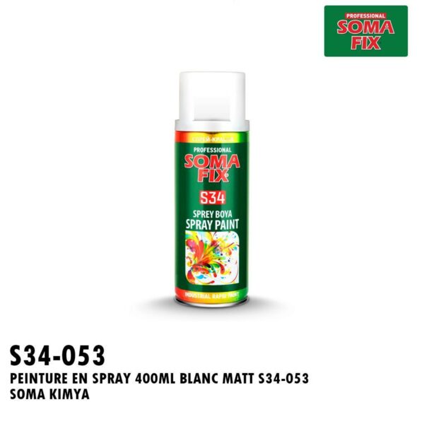 PEINTURE EN SPRAY 400ML BLANC MATT S34-053 SOMA KIMYA